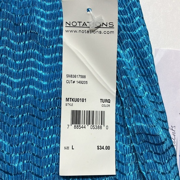 Notations Women’s Top/Blouse, L, Turquoise, Batwing Sleeve, Dressy/Casual, NWT - Picture 6 of 6